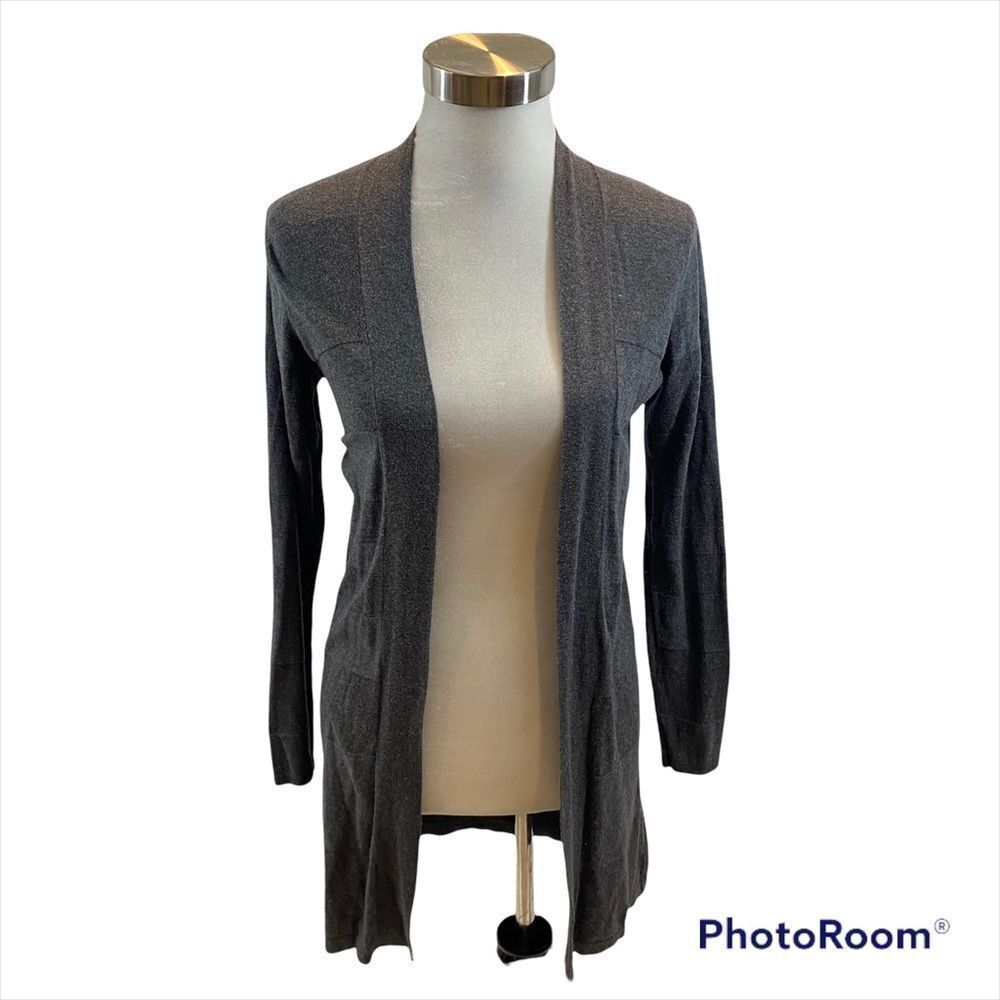 August Silk Grey Open Front Cardigan Sweater Size Small